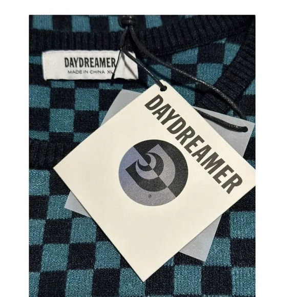 NEW Daydreamer Size XL Teal Check Fitted Knit Pullover Sweater NWT - Picture 7 of 8